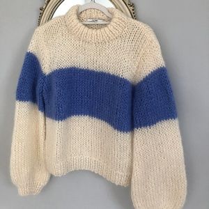 Ganni - HAND KNIT WOOL STRIPED PULLOVER